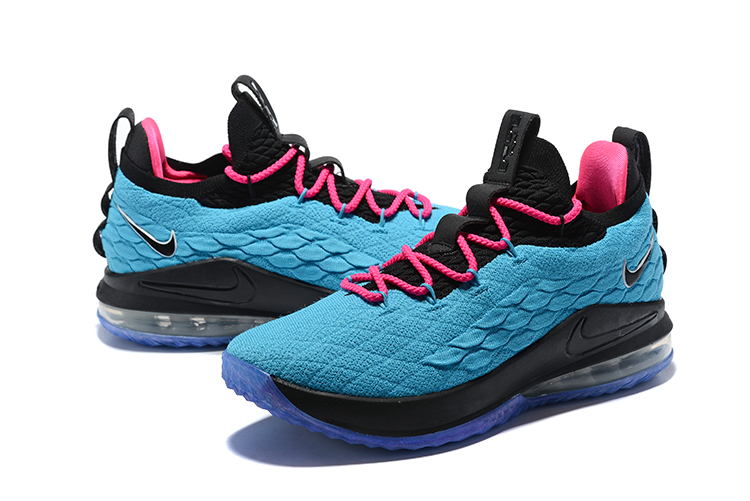 Men Nike Lebron James 15 Low Blue Black Pink Shoes - Click Image to Close